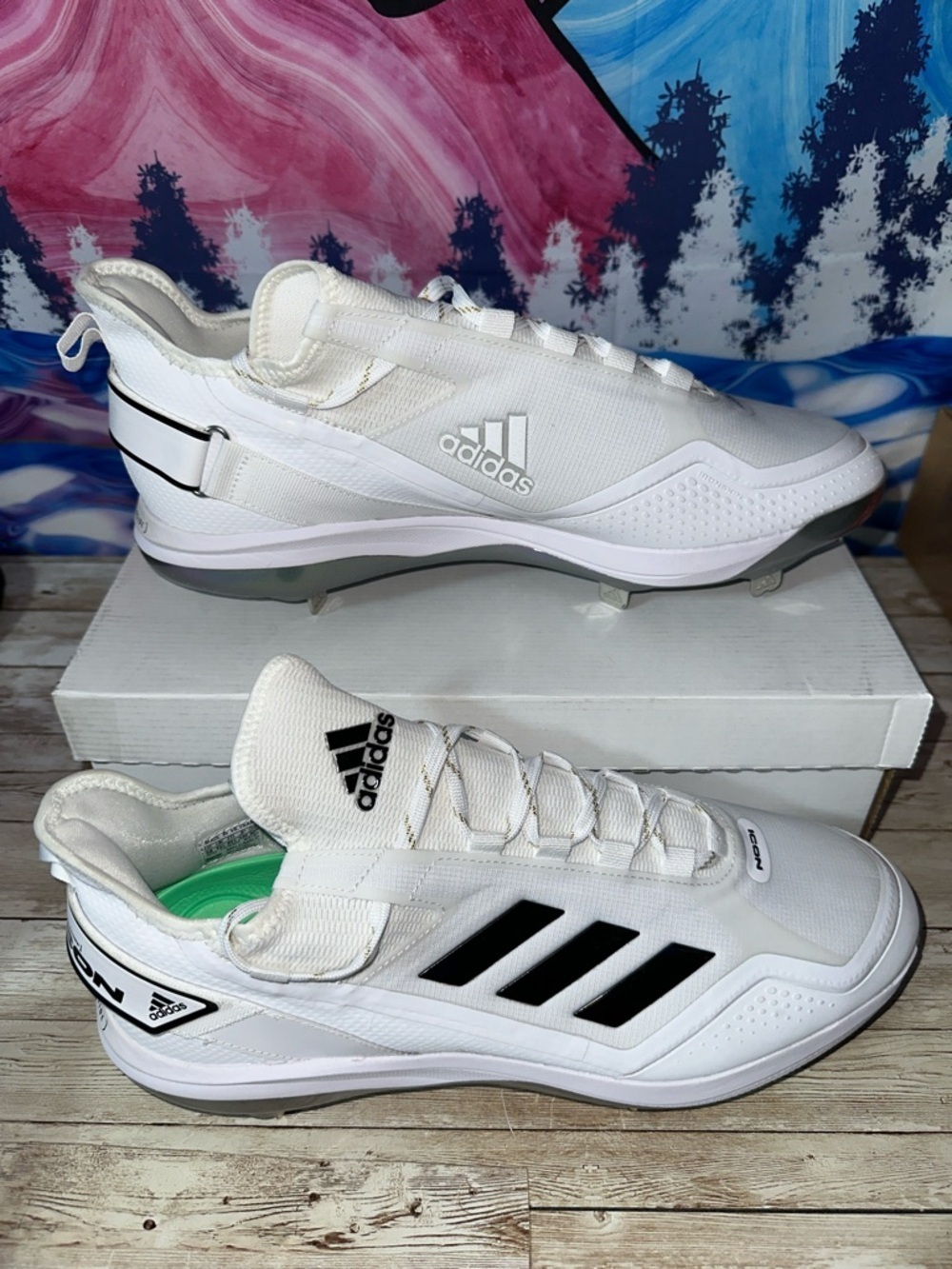 New adidas Men's Icon 7 Boost Baseball Cleats size 14 white black - Picture 5 of 8